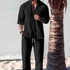 Conjunto de Algodón y Lino para Hombre Playera y Pantalón