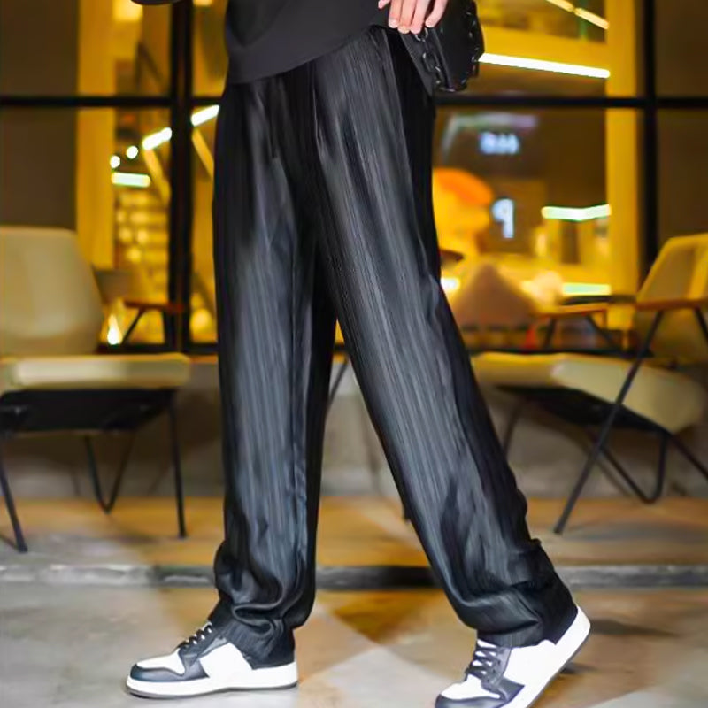 Conjunto de Camisa y Pantalón para Hombre Satinado a Rayas