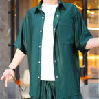 Conjunto de Camisa y Pantalón para Hombre Satinado a Rayas