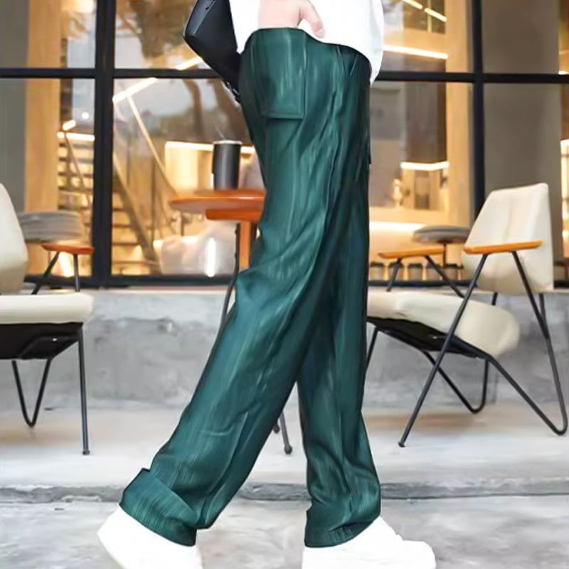 Conjunto de Camisa y Pantalón para Hombre Satinado a Rayas