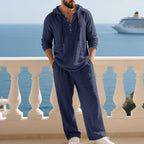Conjunto de Lino Holgado para Hombre con Capucha