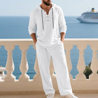 Conjunto de Lino Holgado para Hombre con Capucha