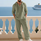 Conjunto de Lino Holgado para Hombre con Capucha