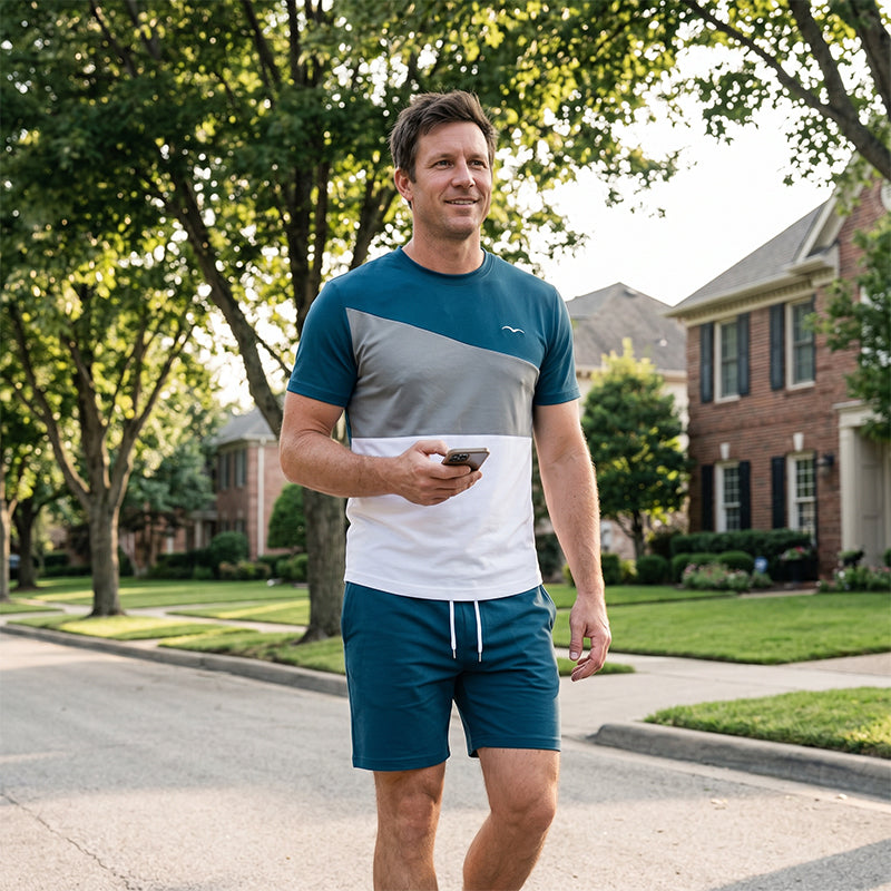 Conjunto de Playera y Short para Hombre de Bloques de Color