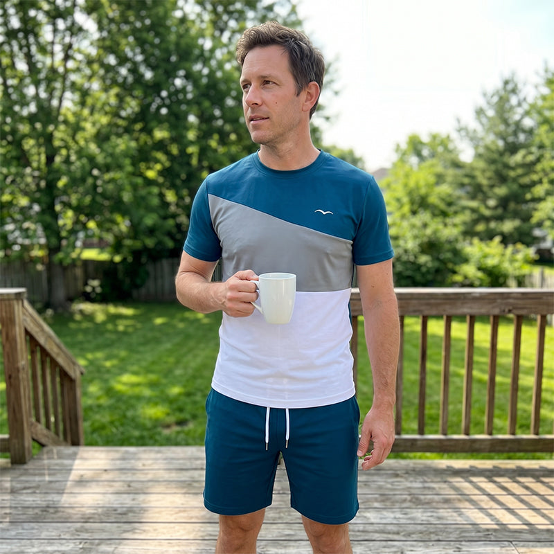 Conjunto de Playera y Short para Hombre de Bloques de Color
