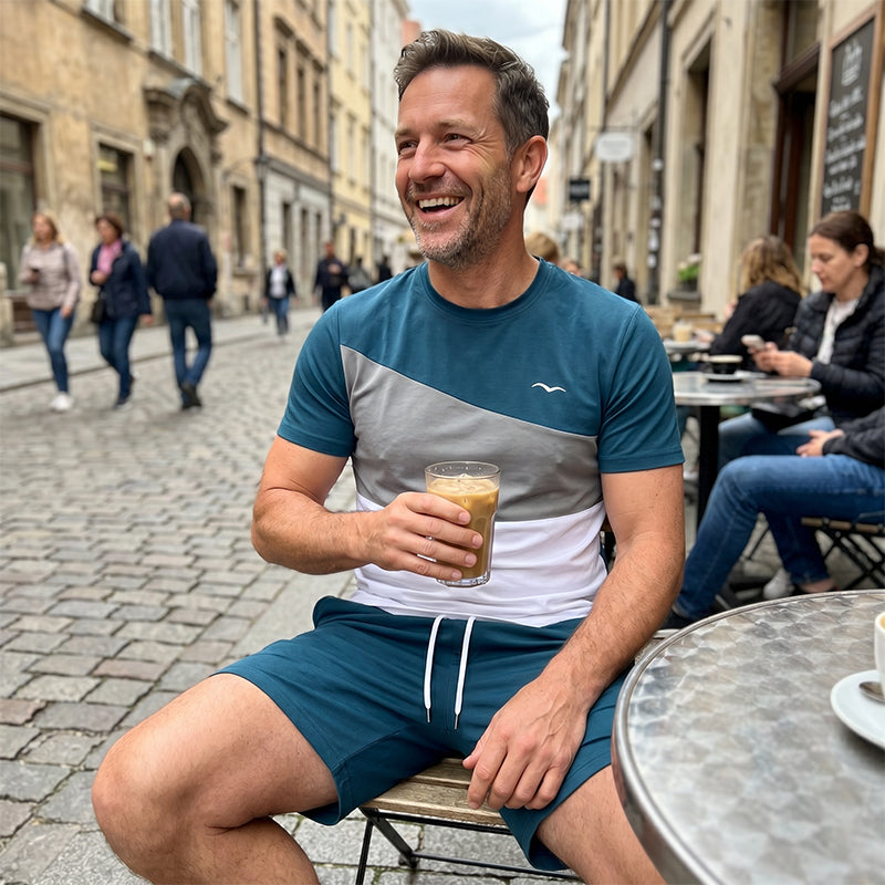 Conjunto de Playera y Short para Hombre de Bloques de Color