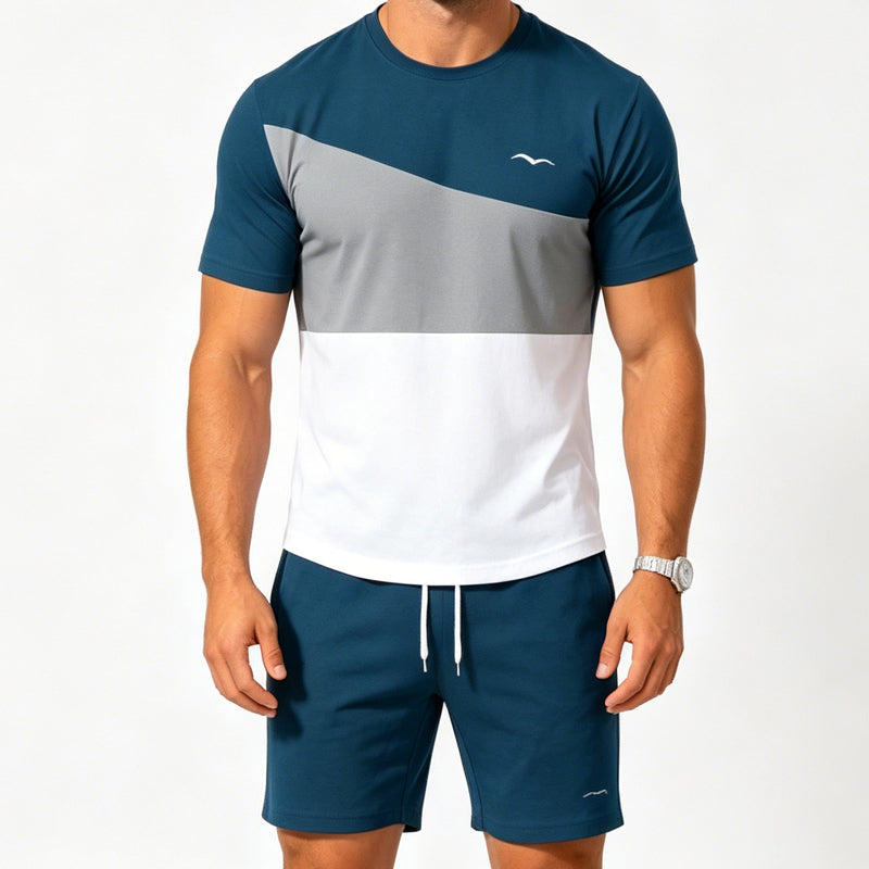 Conjunto de Playera y Short para Hombre de Bloques de Color