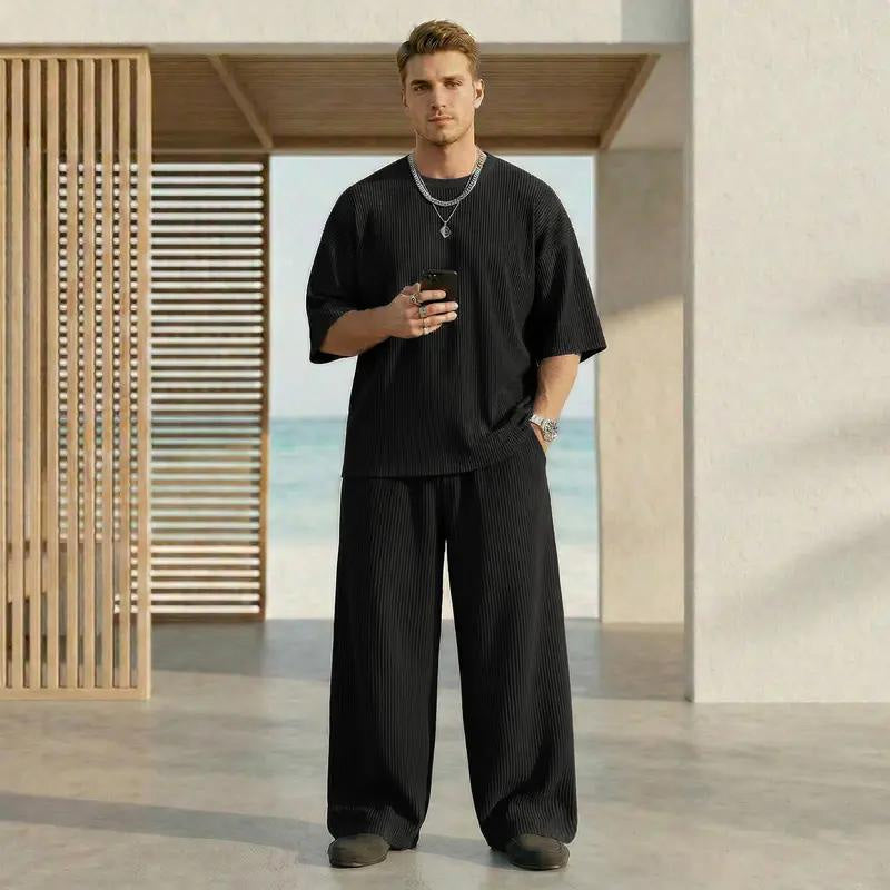 Conjunto Plisado para Hombre Playera y Pantalón Acanalado