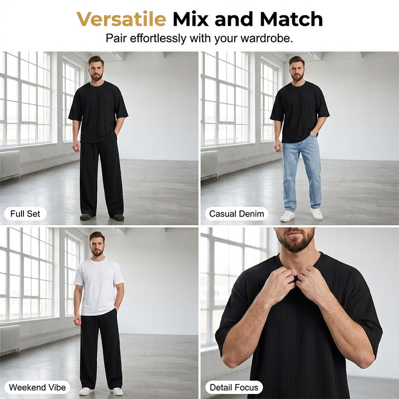Conjunto Plisado para Hombre Playera y Pantalón Acanalado
