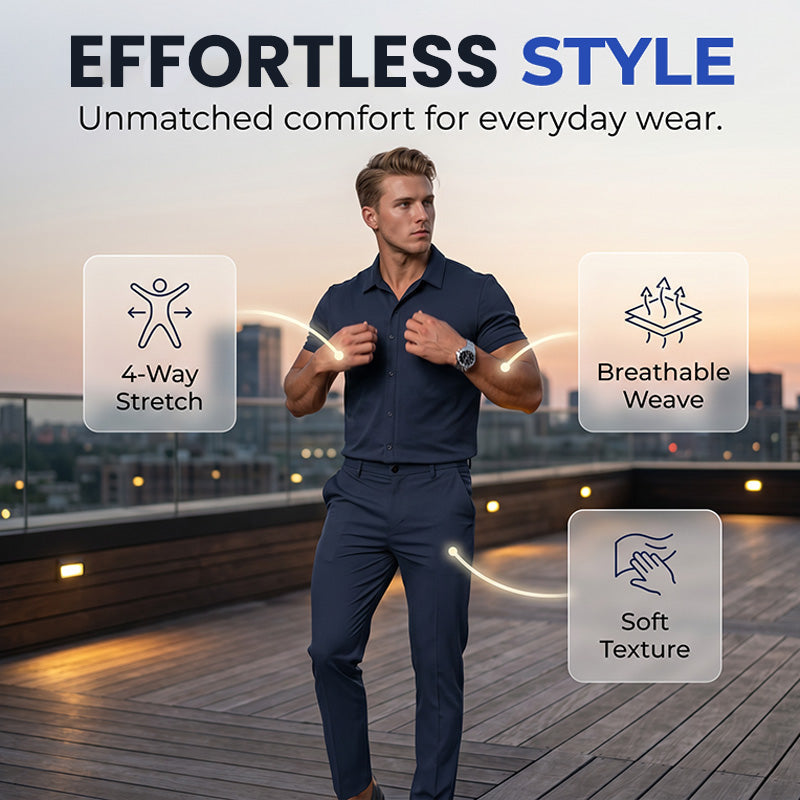 Conjunto de Polo y Pantalón para Hombre Elástico Azul Marino