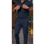 Conjunto de Polo y Pantalón para Hombre Elástico Azul Marino