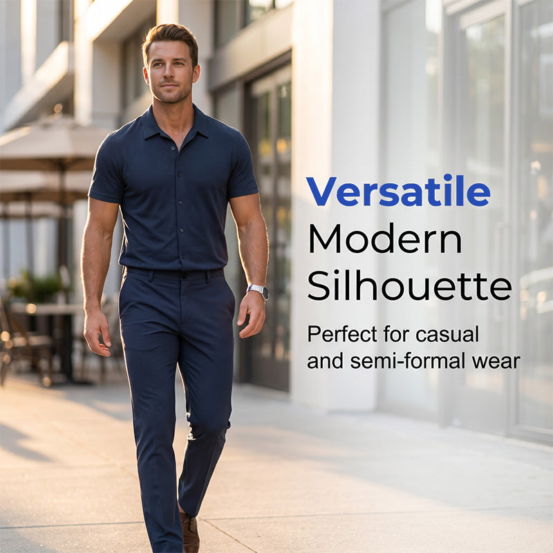 Conjunto de Polo y Pantalón para Hombre Elástico Azul Marino