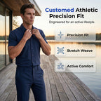 Conjunto de Polo y Pantalón para Hombre Elástico Azul Marino