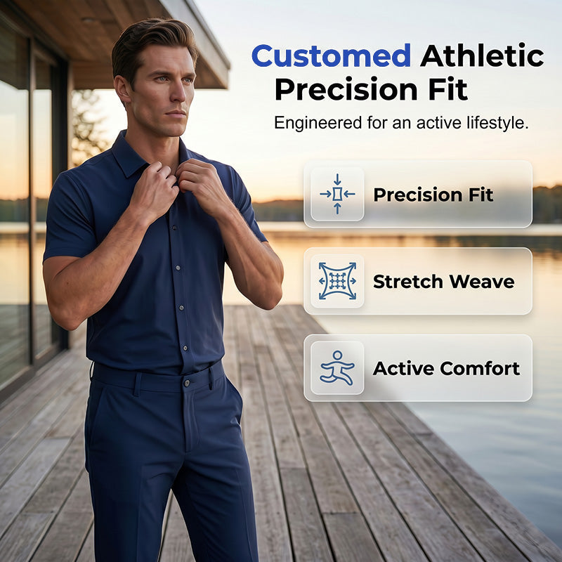 Conjunto de Polo y Pantalón para Hombre Elástico Azul Marino