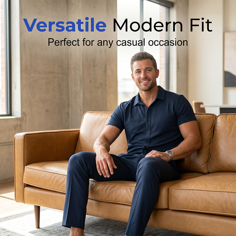 Conjunto de Polo y Pantalón para Hombre Elástico Azul Marino