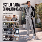 Conjunto Deportivo para Hombre Sudadera con Cierre y Pants Bloques de Color