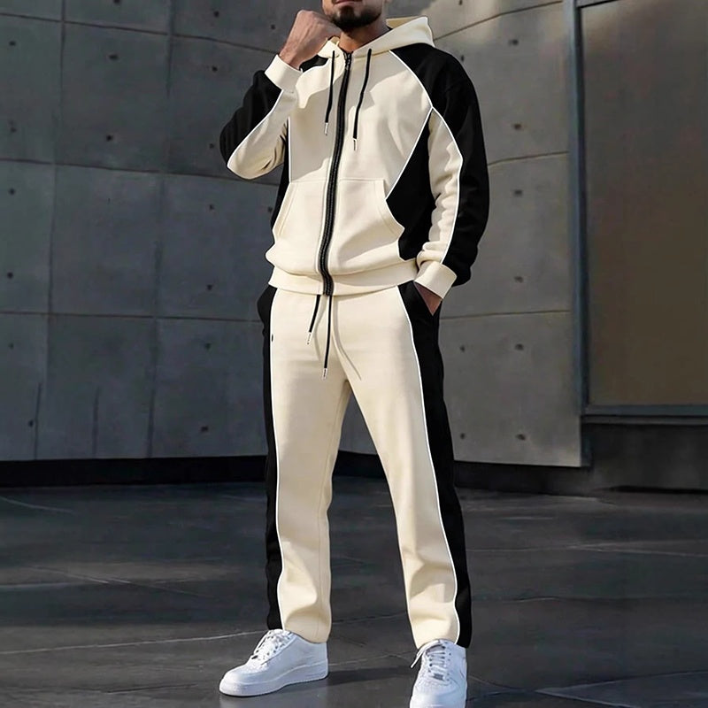Conjunto Deportivo para Hombre Sudadera con Cierre y Pants Bloques de Color