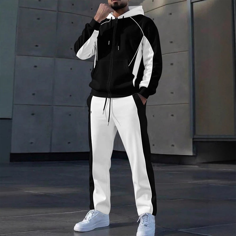 Conjunto Deportivo para Hombre Sudadera con Cierre y Pants Bloques de Color