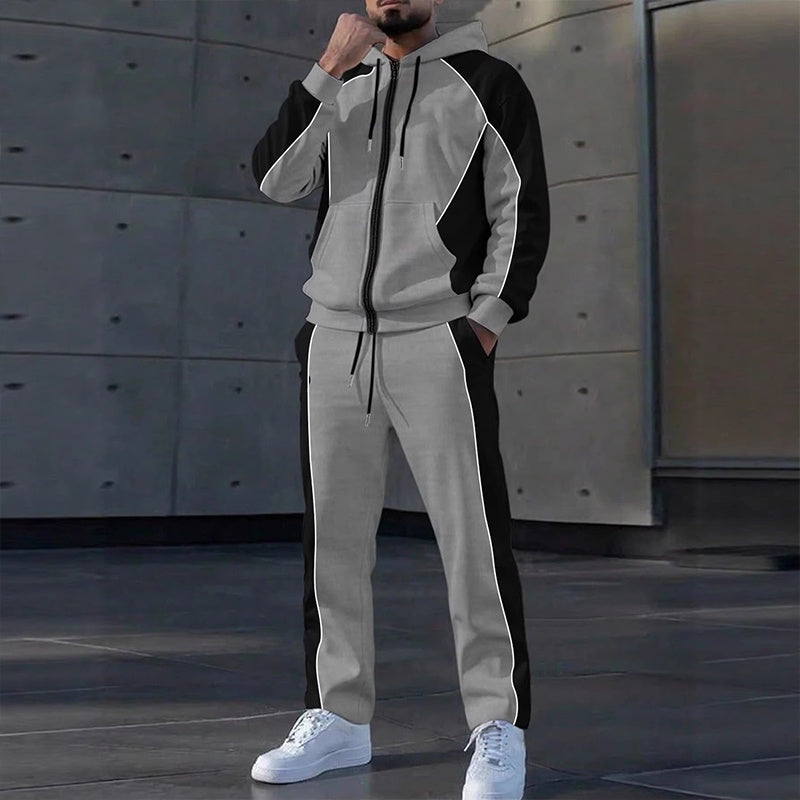 Conjunto Deportivo para Hombre Sudadera con Cierre y Pants Bloques de Color