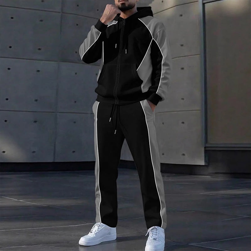 Conjunto Deportivo para Hombre Sudadera con Cierre y Pants Bloques de Color