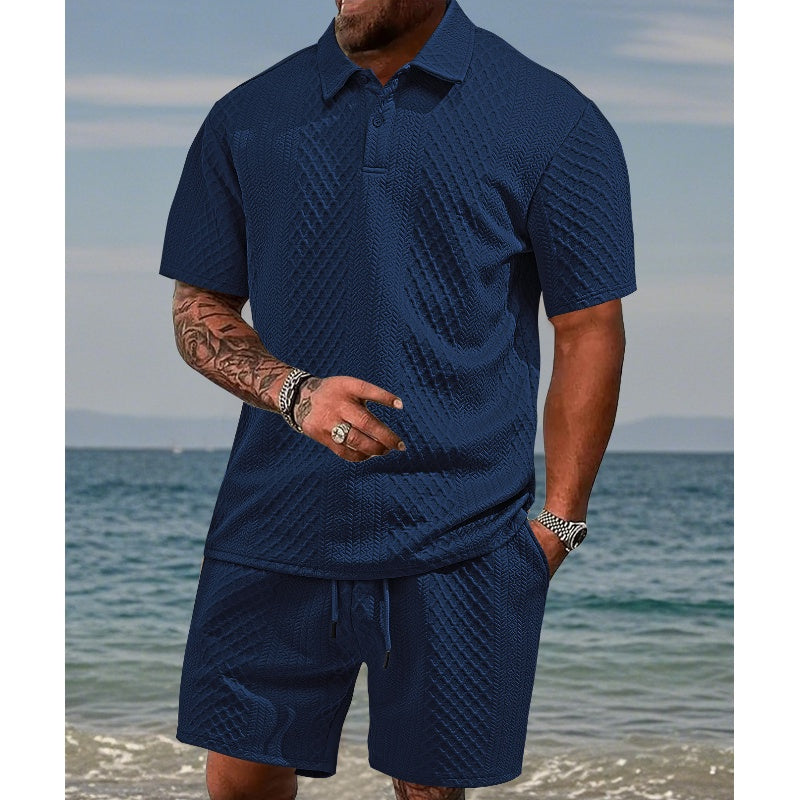 Conjunto de Verano para Hombre Polo Jacquard y Short