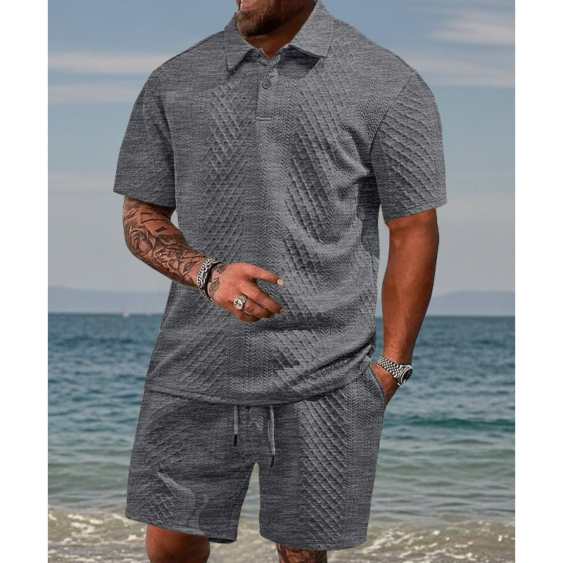 Conjunto de Verano para Hombre Polo Jacquard y Short