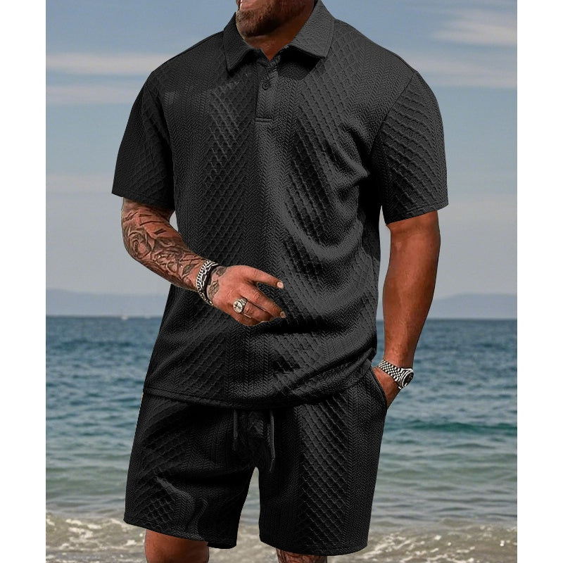 Conjunto de Verano para Hombre Polo Jacquard y Short