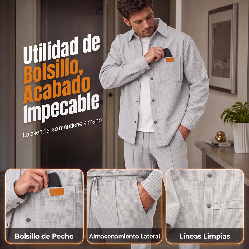 Conjunto Waffle para Hombre Chaqueta y Pantalón
