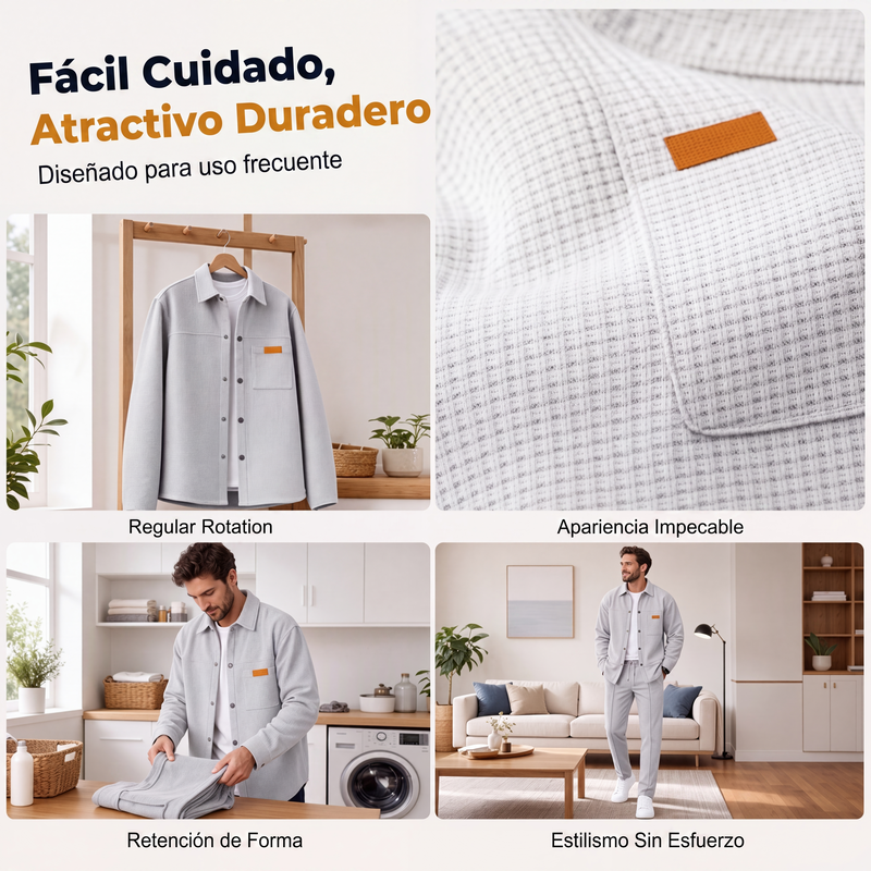 Conjunto Waffle para Hombre Chaqueta y Pantalón