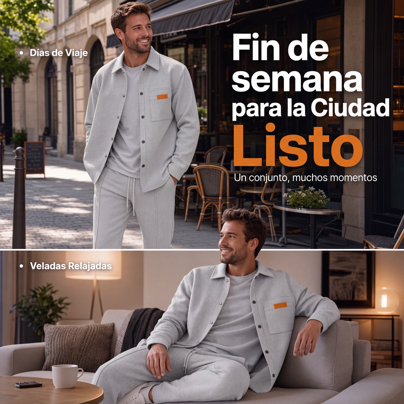 Conjunto Waffle para Hombre Chaqueta y Pantalón