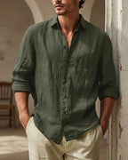 Santiago Linen Relaxed Button-Up Shirt