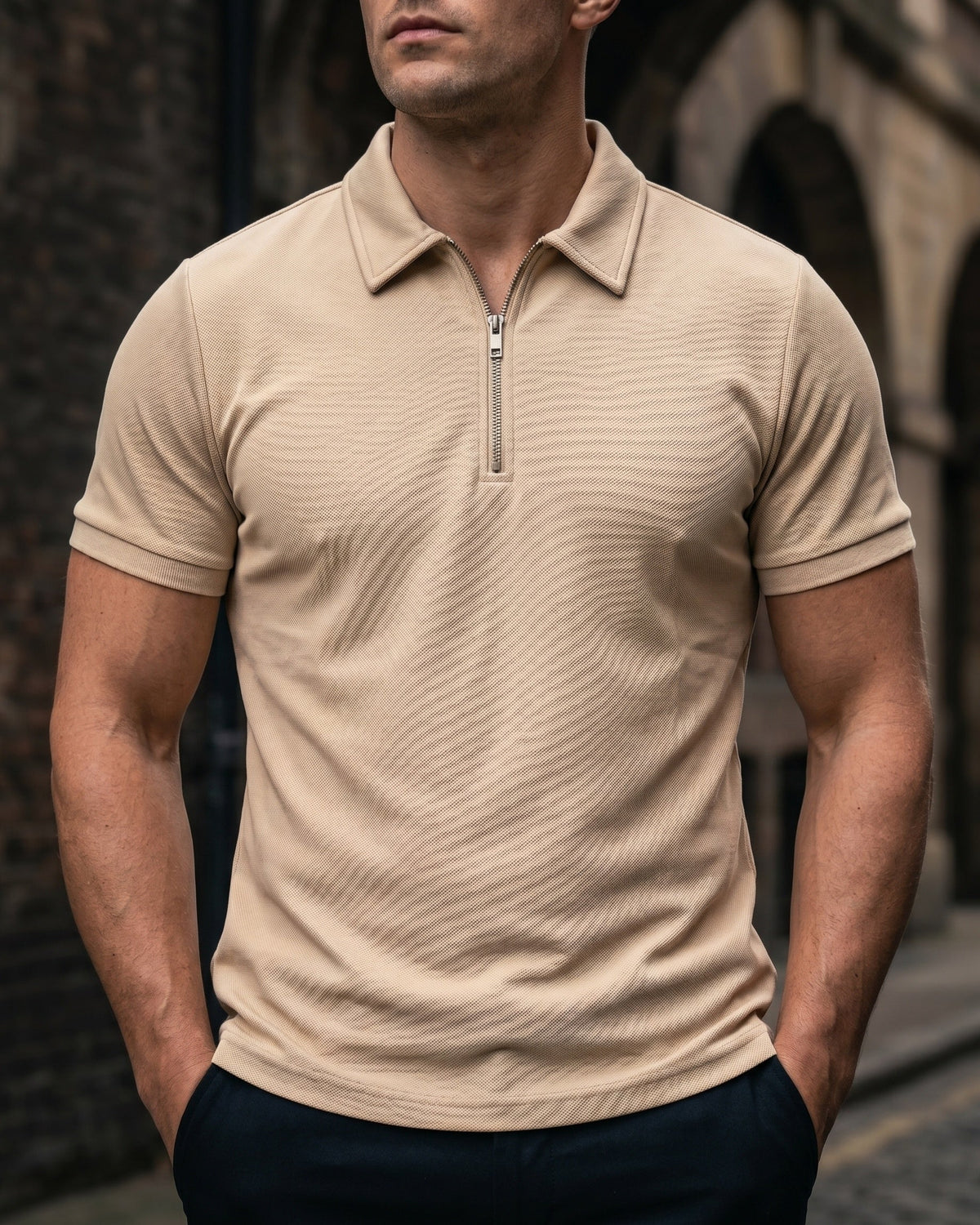 Hugo Piqué Knit Half-Zip Polo