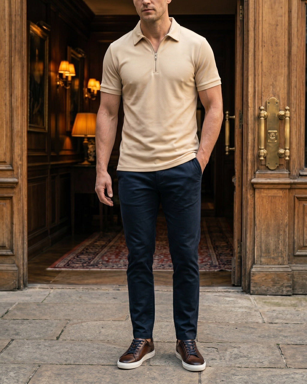 Hugo Piqué Knit Half-Zip Polo