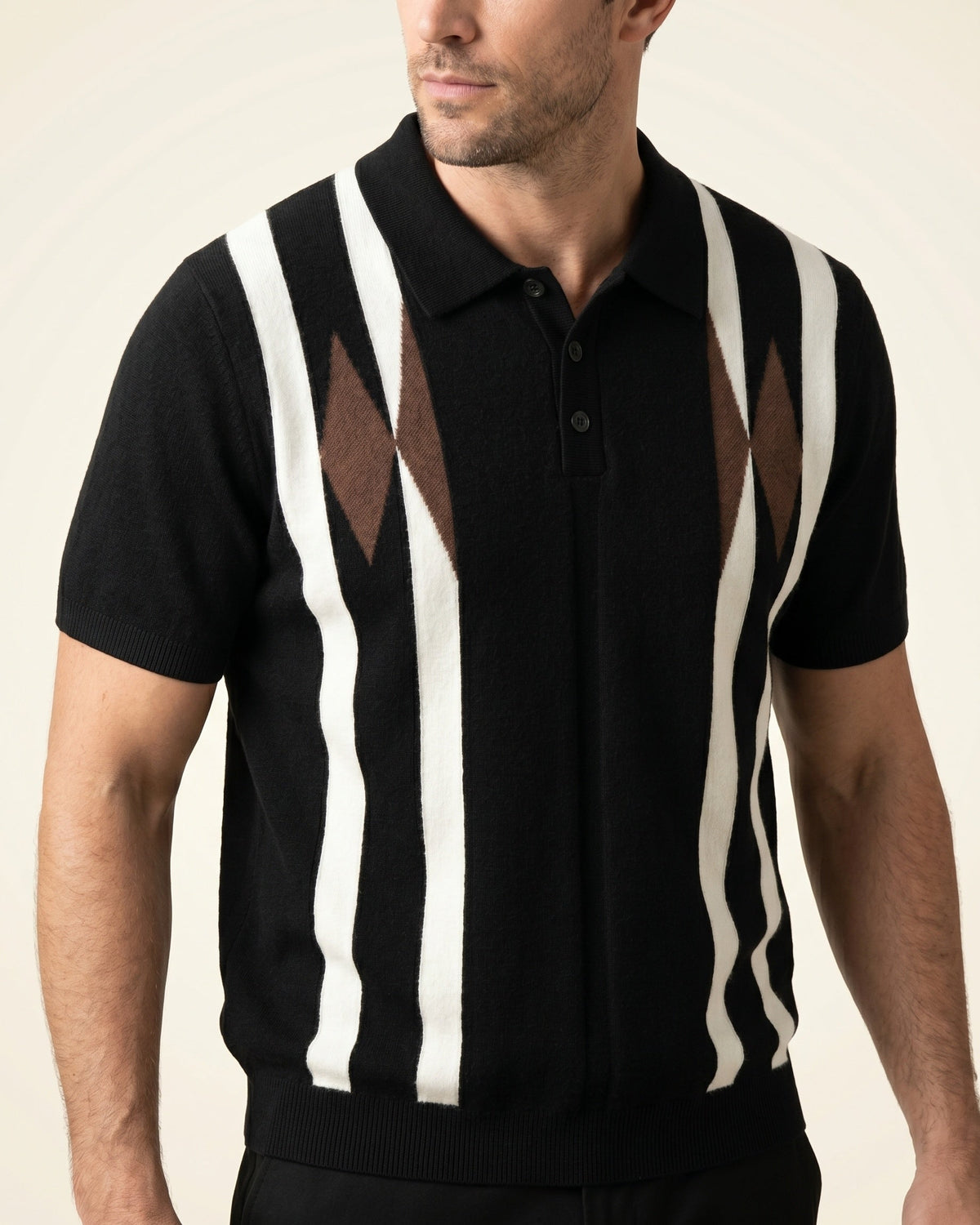 Bruno Knit Striped Diamond Polo