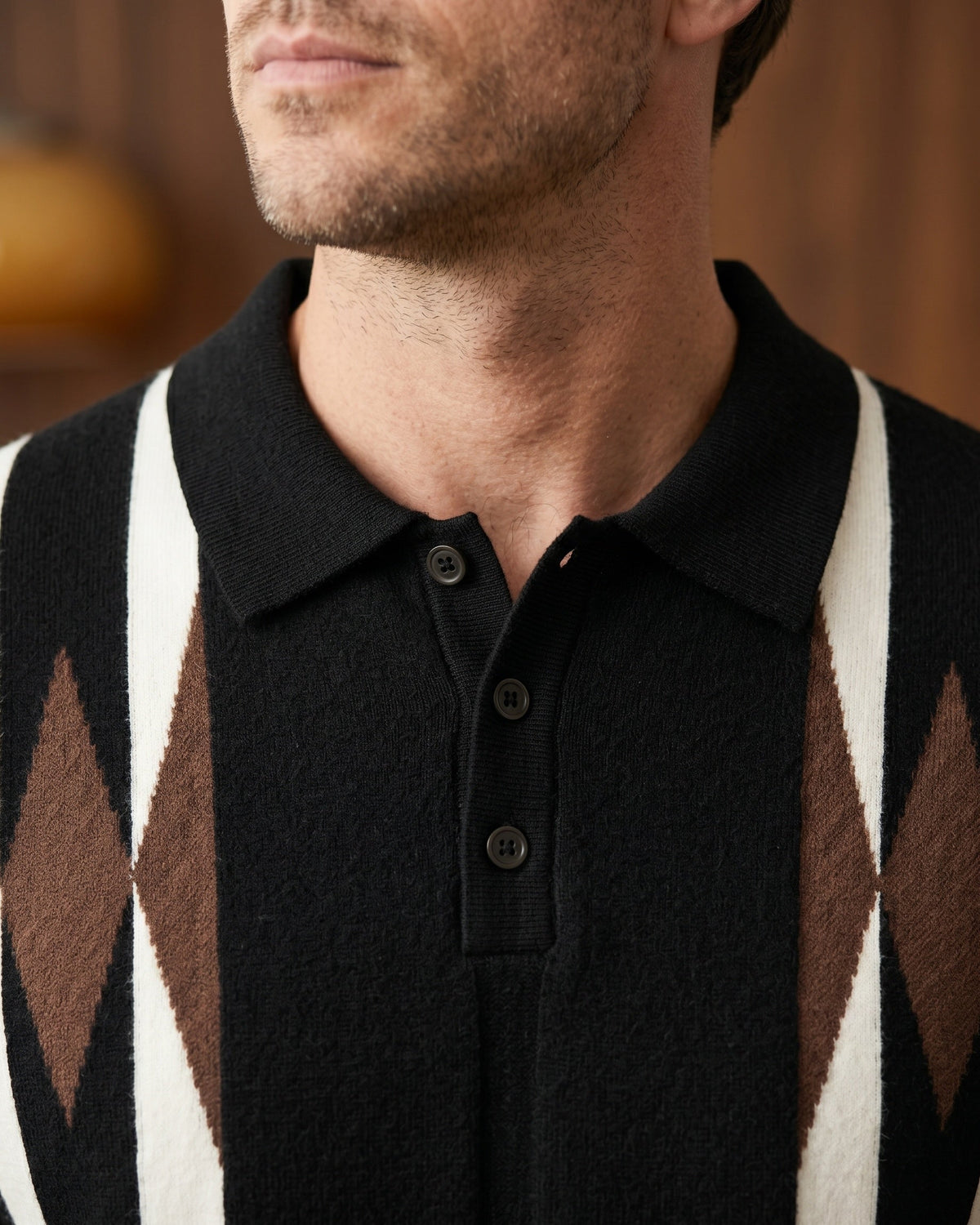 Bruno Knit Striped Diamond Polo