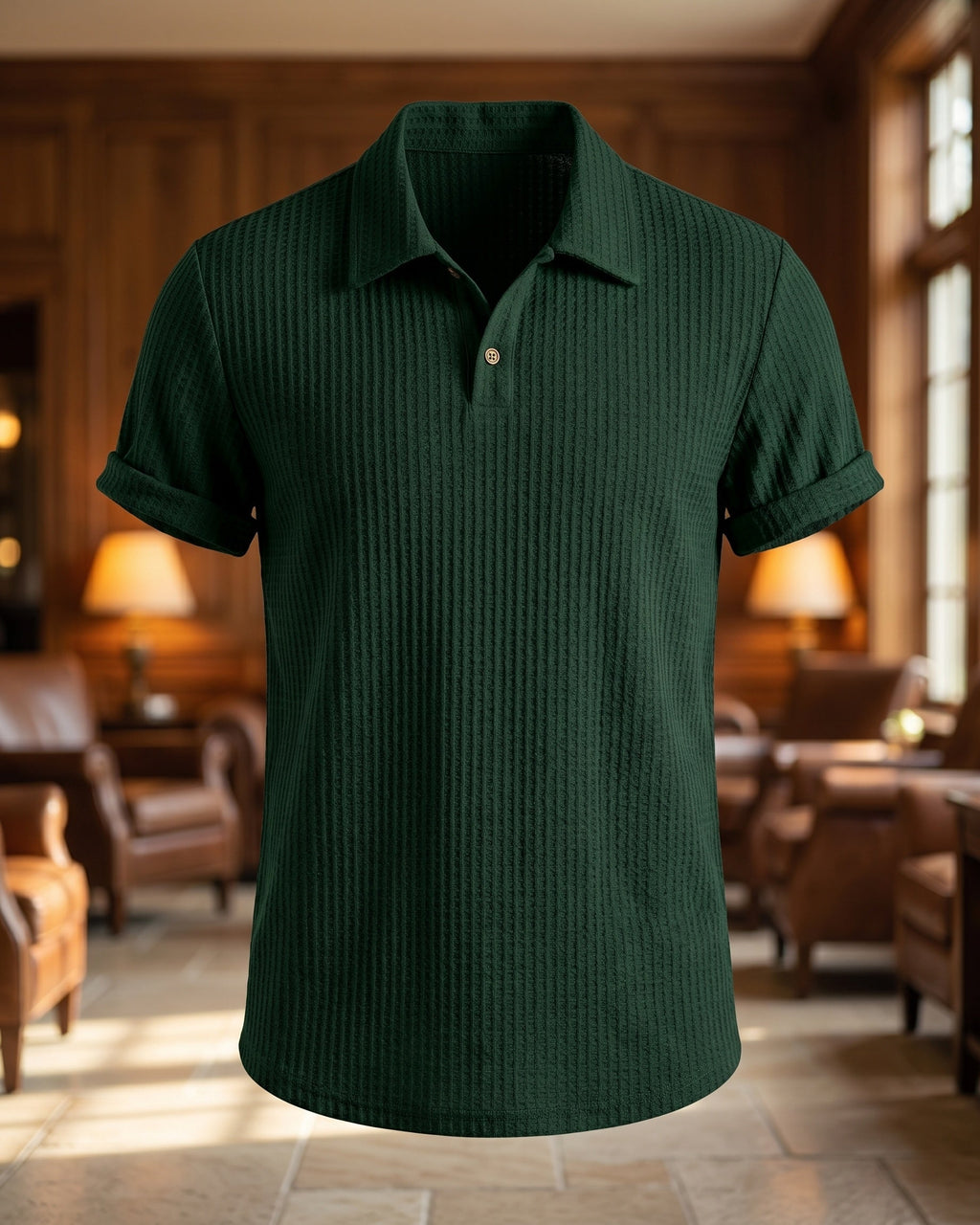 Luciano Wool Ribbed Knit Polo