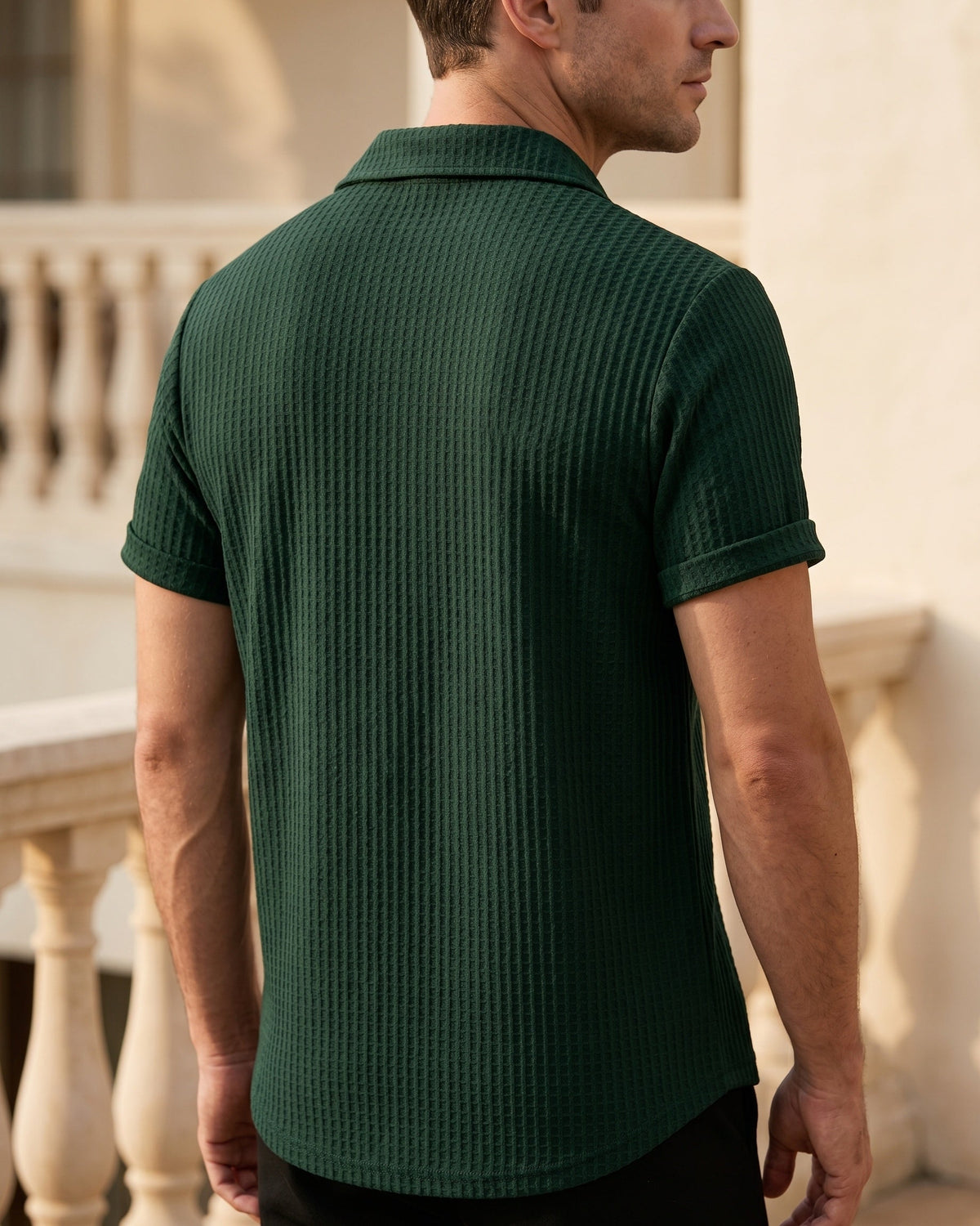 Luciano Wool Ribbed Knit Polo
