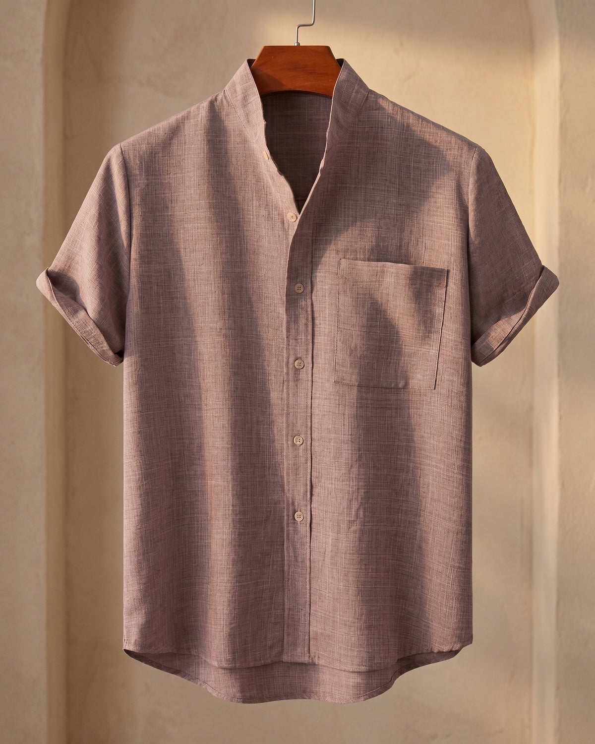 Filippo Linen Mandarin Collar Shirt