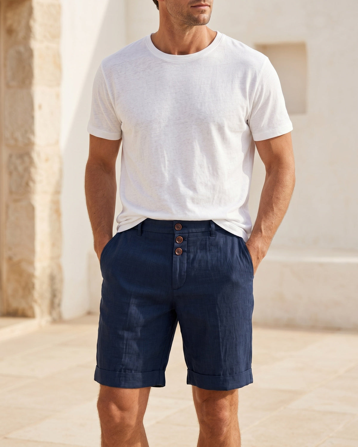 Eugenio Linen Tailored Chino Shorts