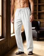 Umberto Linen Relaxed Straight-Leg Trousers