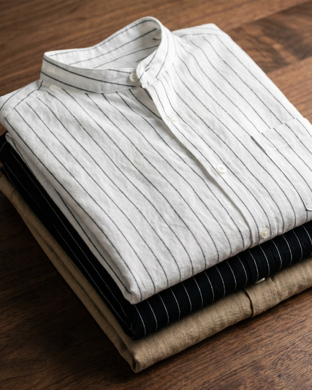 Ottavio Linen Mandarin Collar Shirt
