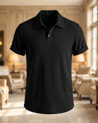 Luciano Wool Ribbed Knit Polo