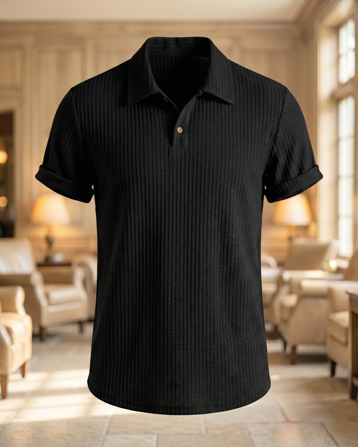 Luciano Wool Ribbed Knit Polo