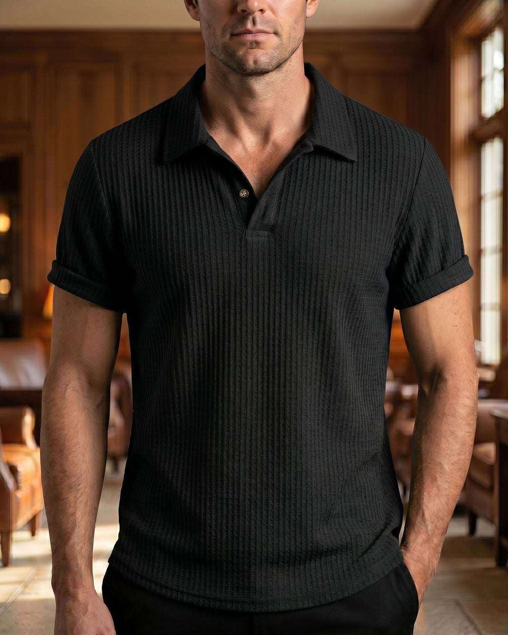 Luciano Wool Ribbed Knit Polo