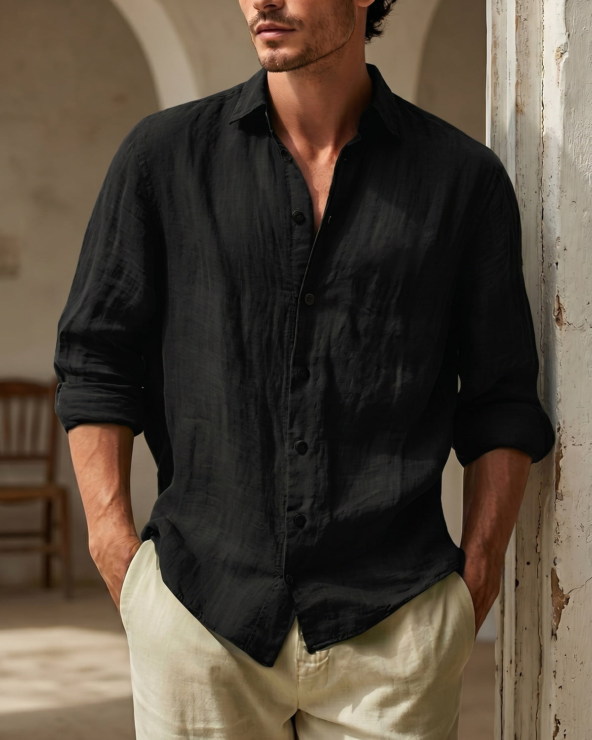 Santiago Linen Relaxed Button-Up Shirt