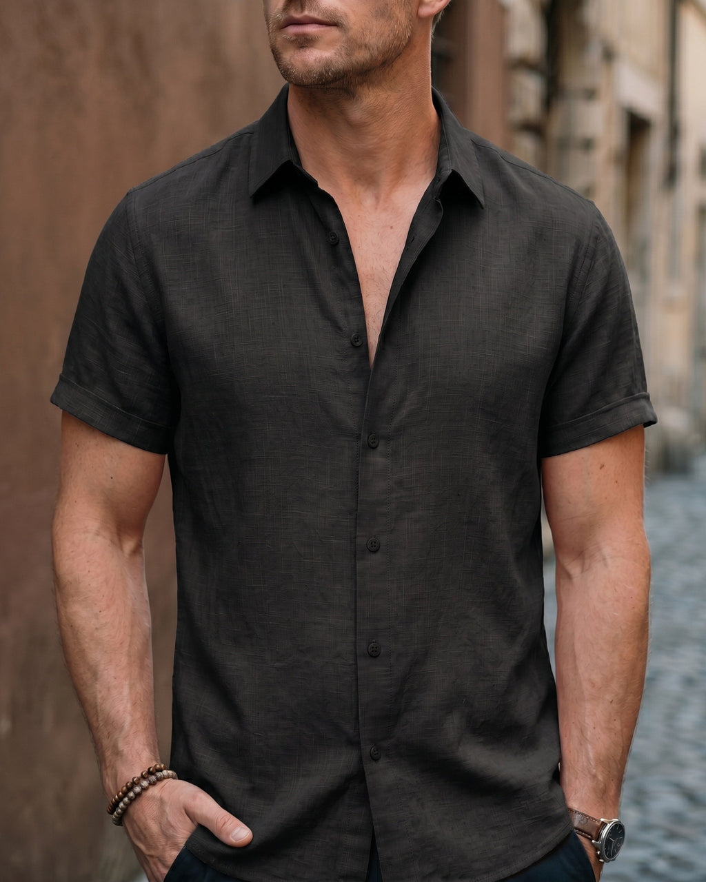 Flavio Linen Short Sleeve Button-Up Shirt