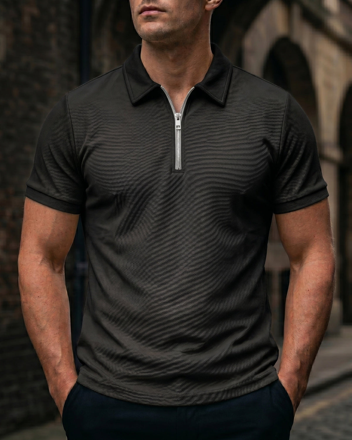 Hugo Piqué Knit Half-Zip Polo
