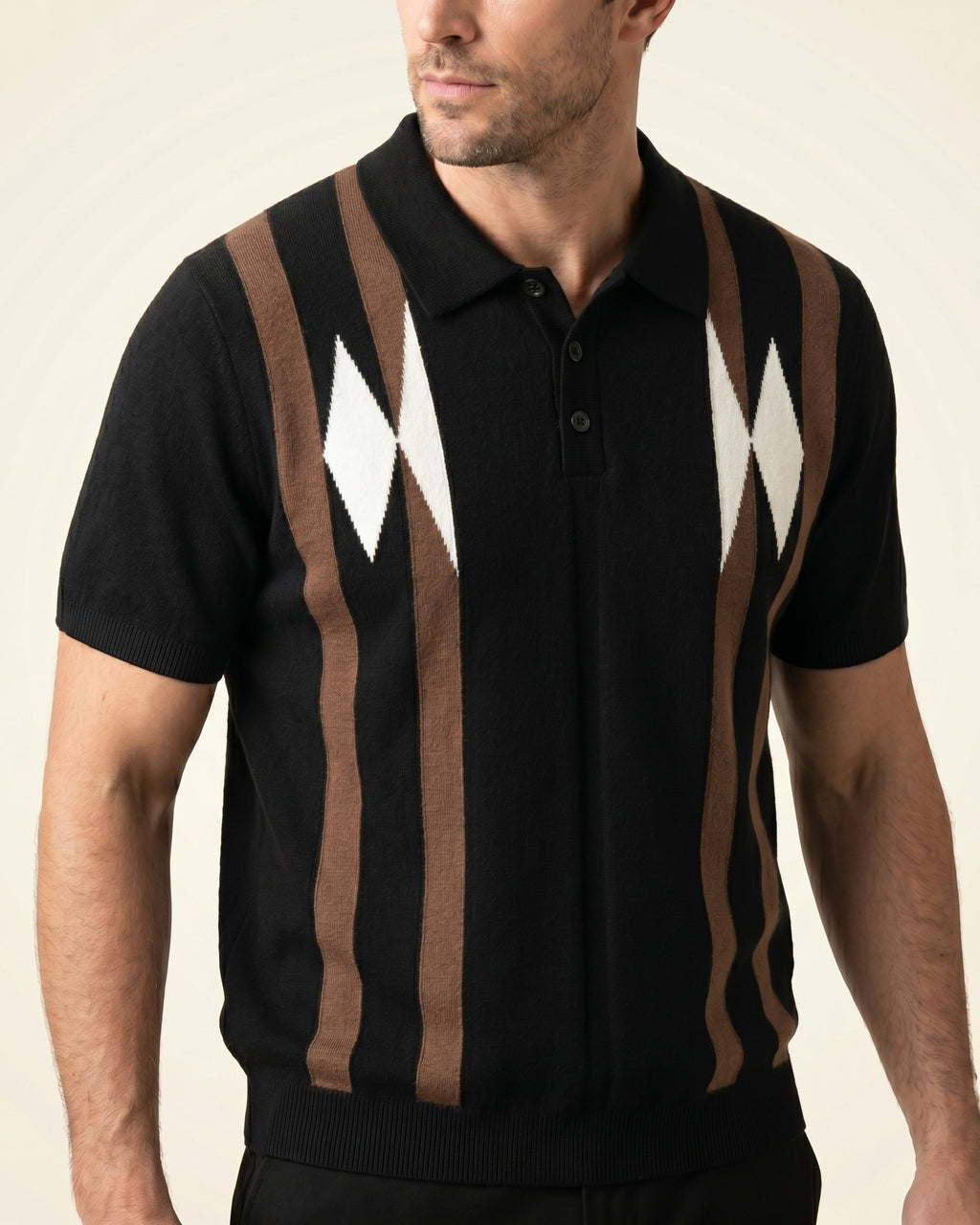 Bruno Knit Striped Diamond Polo