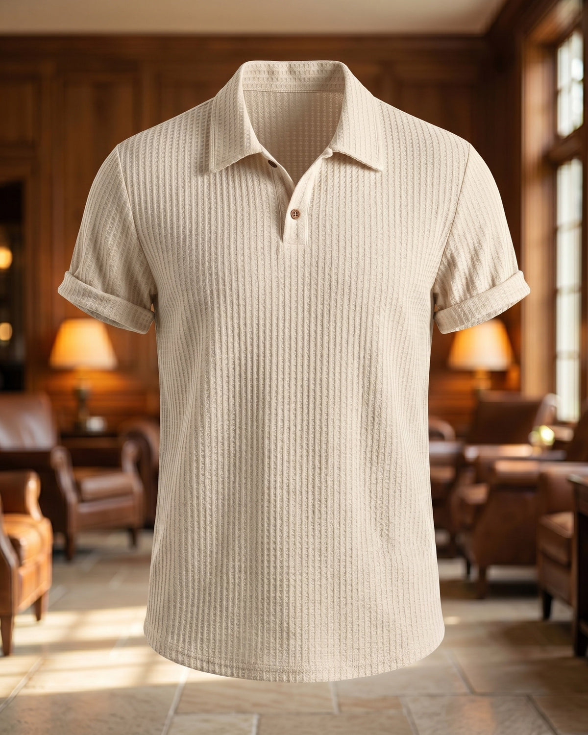 Luciano Wool Ribbed Knit Polo