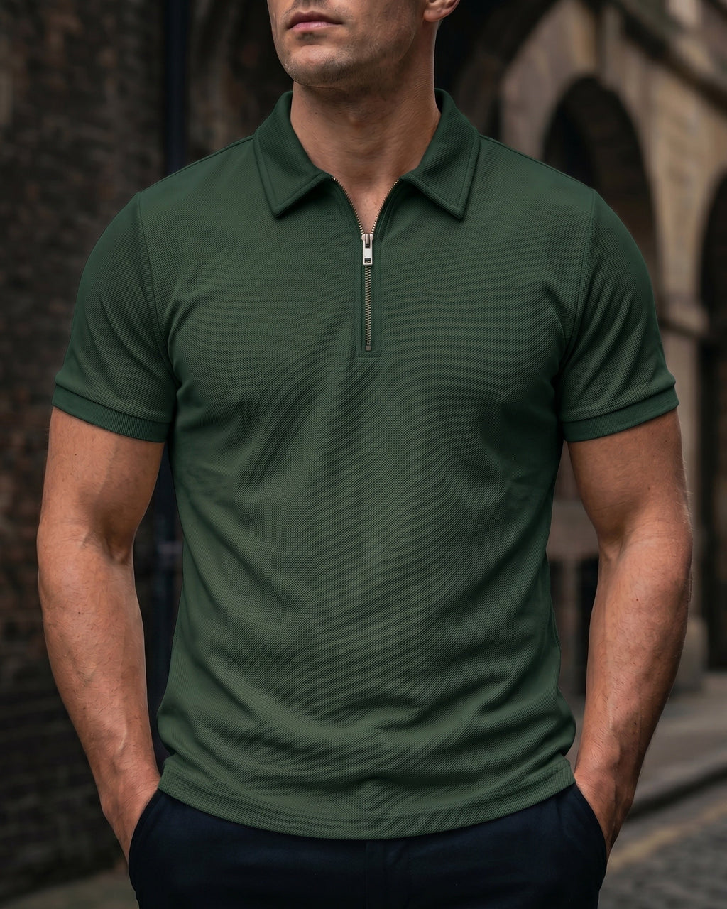 Hugo Piqué Knit Half-Zip Polo
